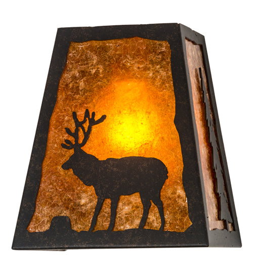 8" Wide Lone Stag Rustic Wall Sconce