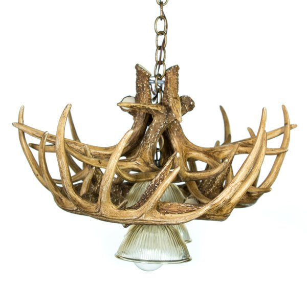 Whitetail Deer 10 Faux Antler Chandelier with 3 Downlights