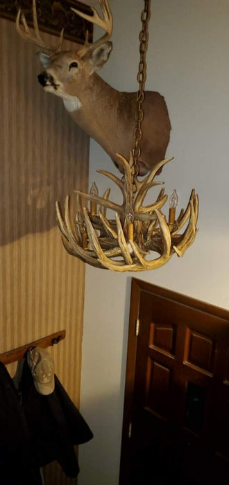 Whitetail Deer 9 Faux Antler Cascade Large Chandelier
