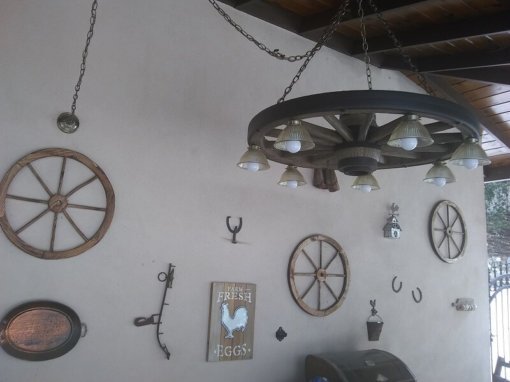 Large Wagon Wheel Chandelier with Downlights